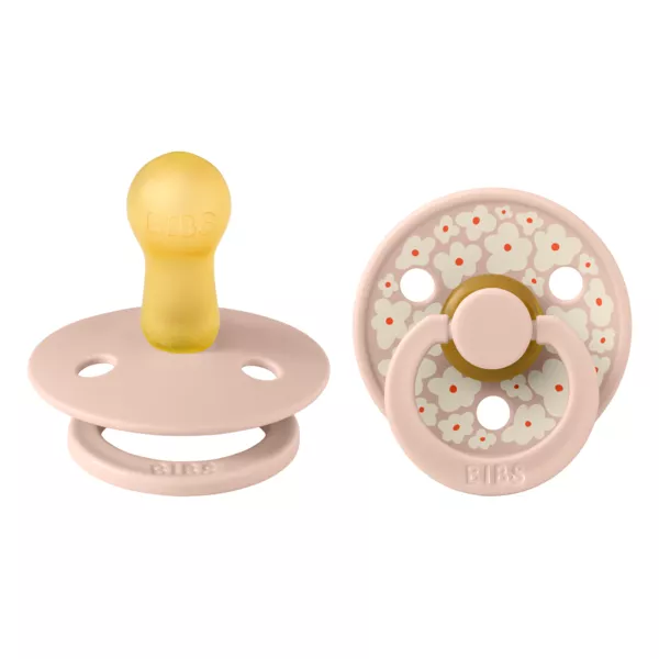BIBS - Set 2 suzete Colour Studio Collection Flower Latex, tetina rotunda, 6 luni+-Blush, [],bestfam.ro