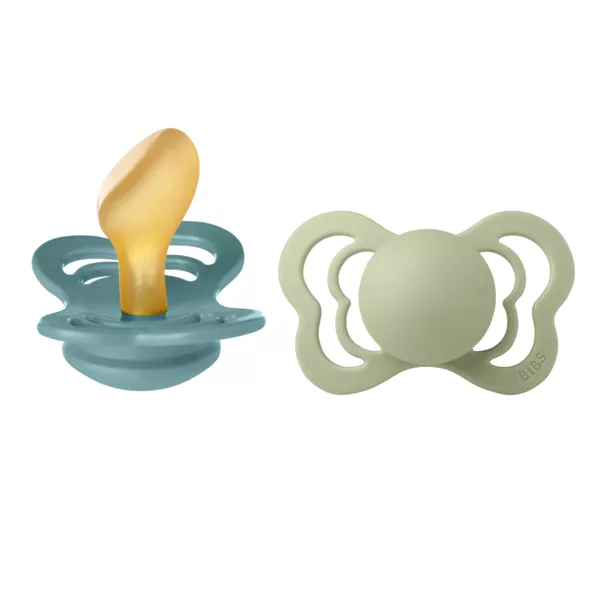 BIBS - Set 2 suzete Couture Latex, tetina anatomica, 6 luni +-Island Sea/Sage, [],bestfam.ro