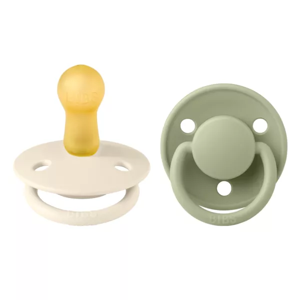 BIBS - Set 2 suzete De Lux Latex, tetina rotunda, 6 luni +-Ivory/Sage, [],bestfam.ro