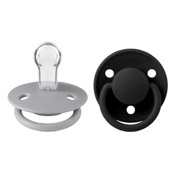 BIBS - Set 2 suzete De Lux Silicon, tetina rotunda, marime universala-Cloud/Black, [],bestfam.ro