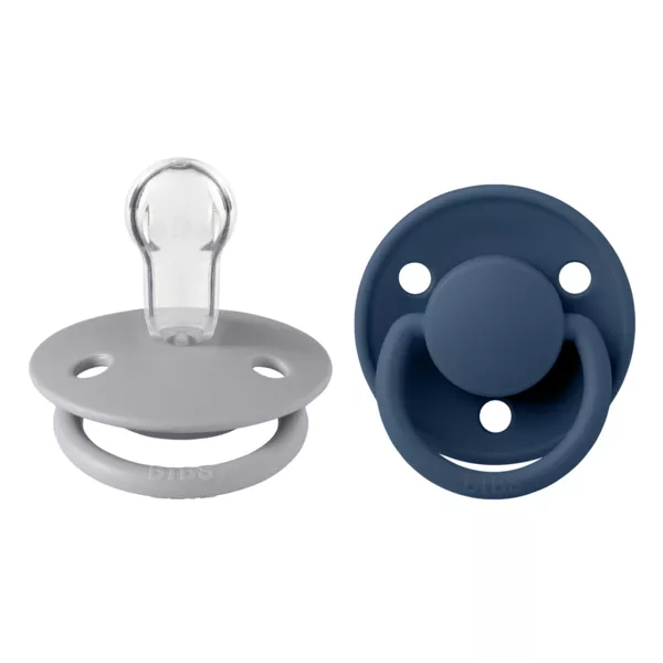 BIBS - Set 2 suzete De Lux Silicon, tetina rotunda, marime universala-Cloud/Steel Blue, [],bestfam.ro