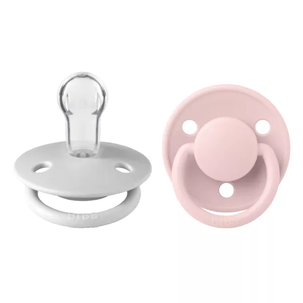 BIBS - Set 2 suzete De Lux Silicon, tetina rotunda, marime universala-Haze/Blossom, [],bestfam.ro
