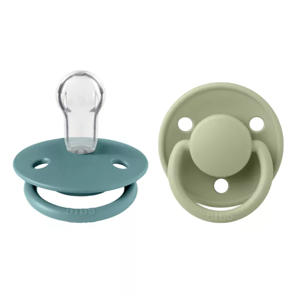 BIBS - Set 2 suzete De Lux Silicon, tetina rotunda, marime universala-Island Sea/Sage, [],bestfam.ro