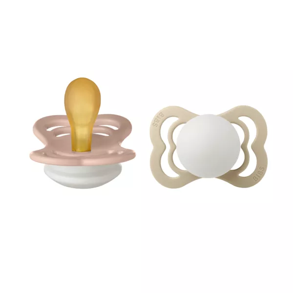 BIBS - Set 2 suzete Supreme Fosforescente GLOW Latex, tetina simetrica, 0 luni +, [],bestfam.ro