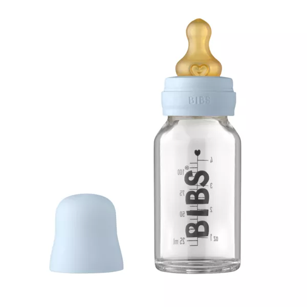 BIBS - Set complet biberon din sticla anticolici, 110 ml, Baby Blue, [],bestfam.ro