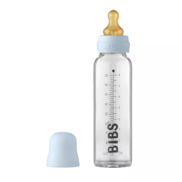 BIBS - Set complet biberon din sticla anticolici, 225 ml, Baby Blue, [],bestfam.ro