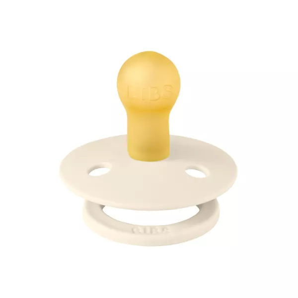 BIBS - Suzeta Colour Studio Collection Stripe Latex, tetina rotunda, 0 luni +-Ivory/Steel Blue, [],bestfam.ro