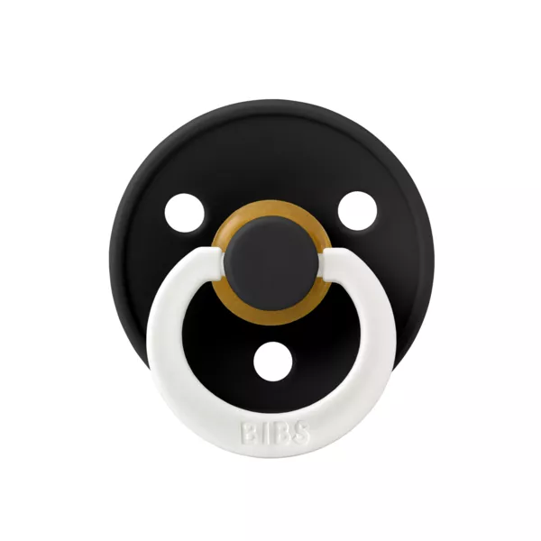 BIBS - Suzeta fosforescenta Colour GLOW Latex, tetina rotunda, 0 luni +-Black, [],bestfam.ro