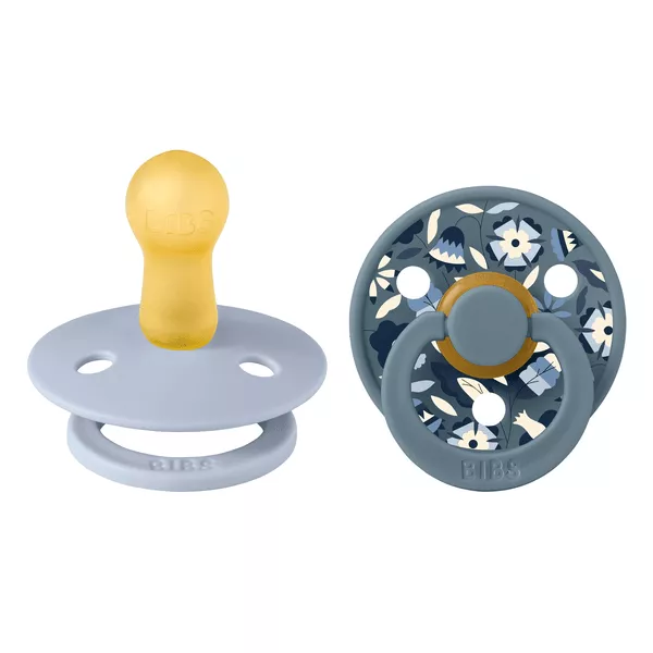 BIBS x LIBERTY - Set 2 suzete Colour Bobo Latex, tetina rotunda, 6 luni+-Dusty Blue/Petrol, [],bestfam.ro