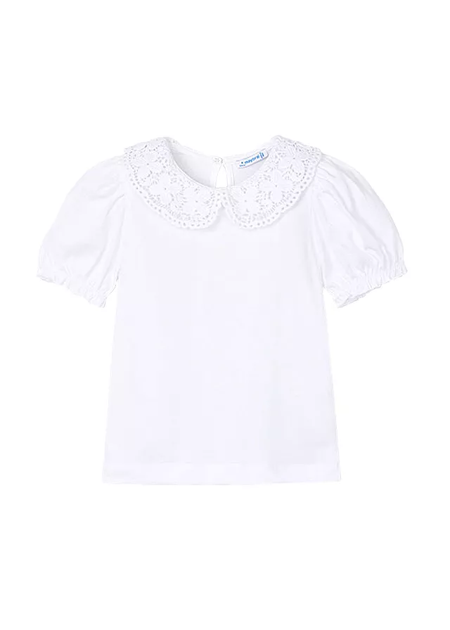 Bluza cu guler crosetat - alb - Mayoral, [],bestfam.ro