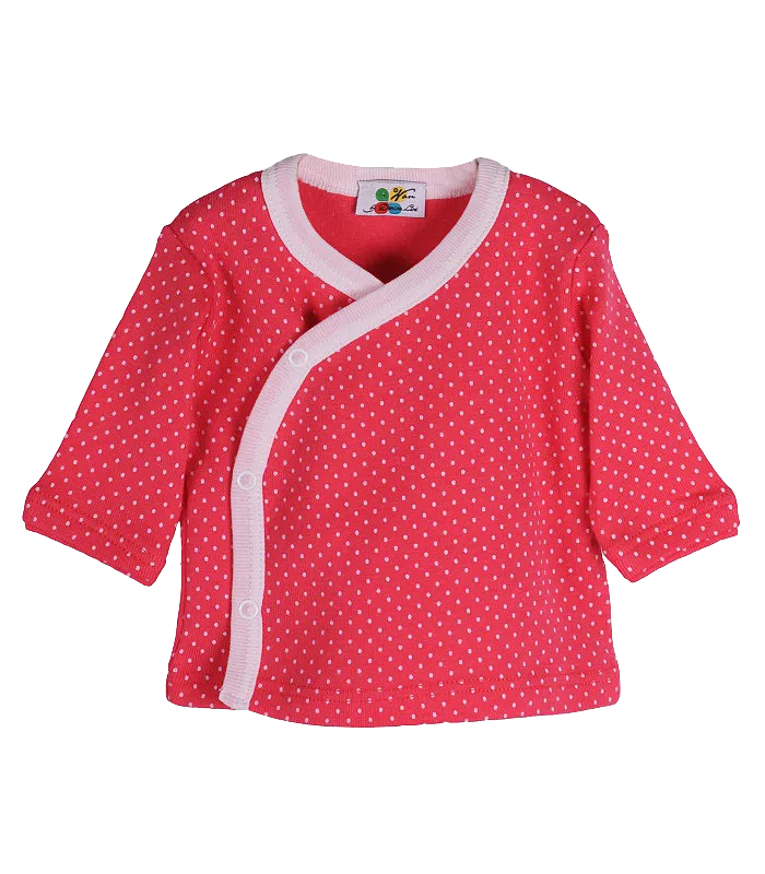 Bluza cu maneca lunga rosie cu picatele albe 12 luni, [],bestfam.ro