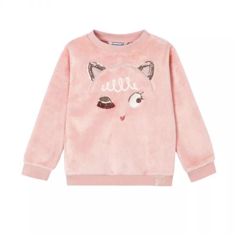 Bluza sport piersica blanita aplicatii urechiuse pisica - Mayoral  6 ani (116), [],bestfam.ro