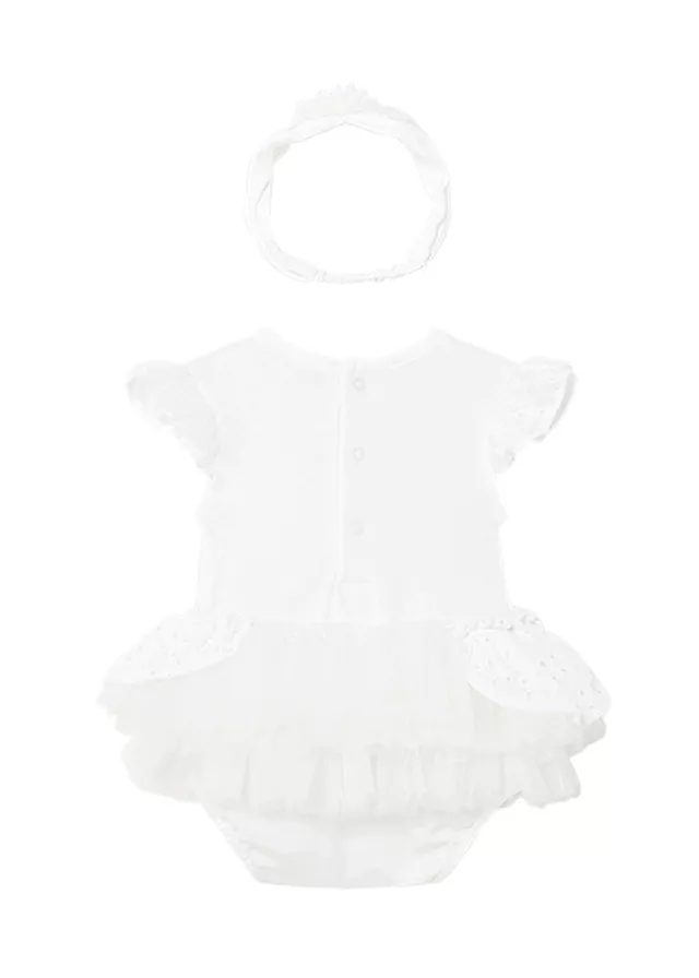 Body alb tutu cu bentita Better Cotton - Mayoral  12 luni (80 cm), [],bestfam.ro