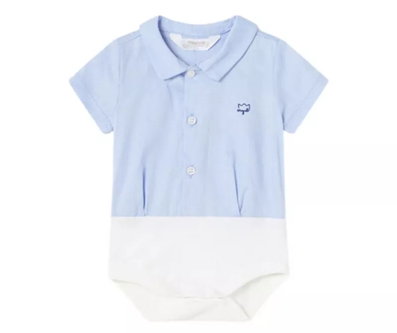 Body cu maneca scurta tip camasa - Bleu - Mayoral , [],bestfam.ro