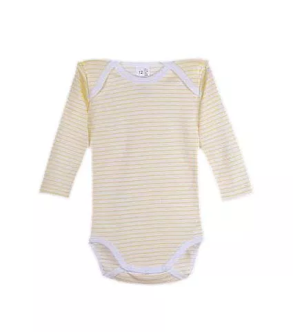 Body cu maneca lunga imprimeu dungi galbene 12 luni, [],bestfam.ro