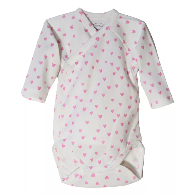 Body cu maneca lunga - Inimioare roz pal 1 luna, [],bestfam.ro