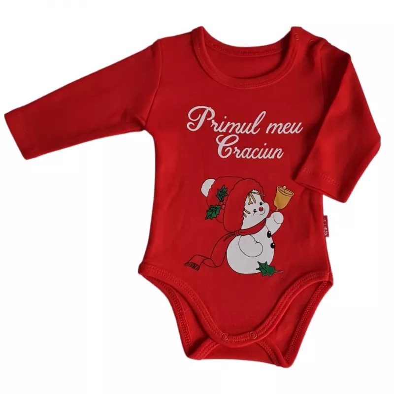 Body cu maneca lunga - Primul meu Craciun - Om de zapada 9-12 luni, [],bestfam.ro