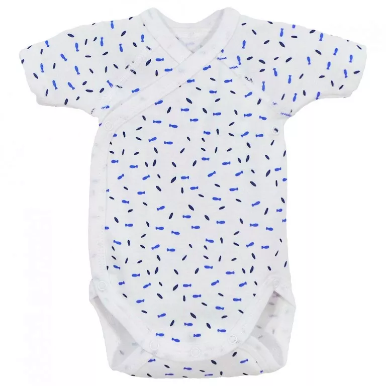 Body cu maneca scurta imprimeu Pestisori albastri, [],bestfam.ro