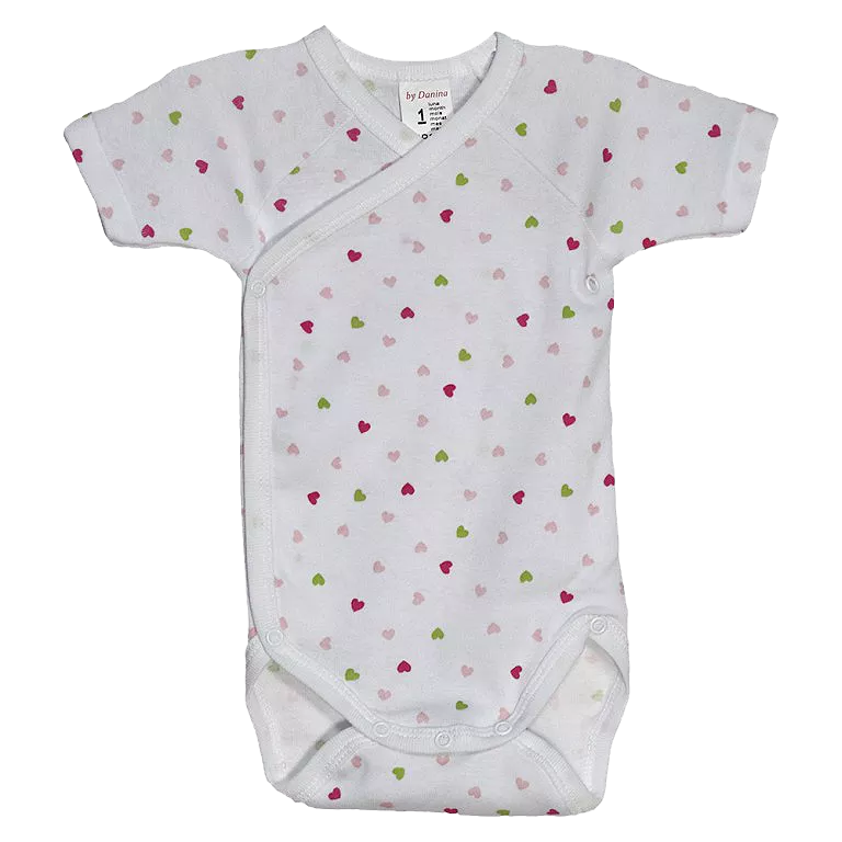 Body cu maneca scurta - Inimioare 1 luna, [],bestfam.ro