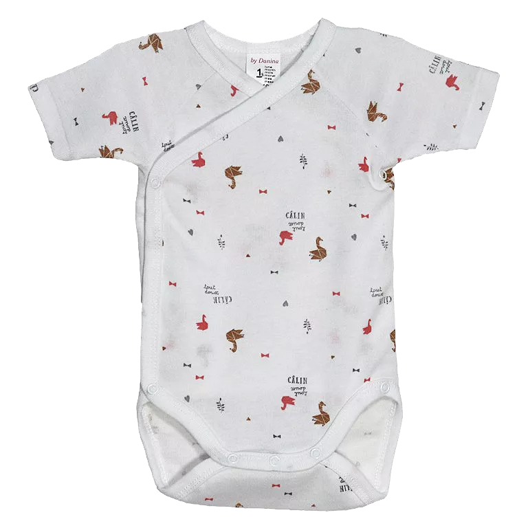 Body cu maneca scurta - Lebede 1 luna, [],bestfam.ro