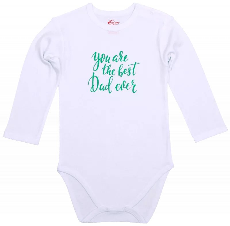 Body maneca lunga - The best dad ever - Kara Baby 18-24 luni (86-92 cm), [],bestfam.ro