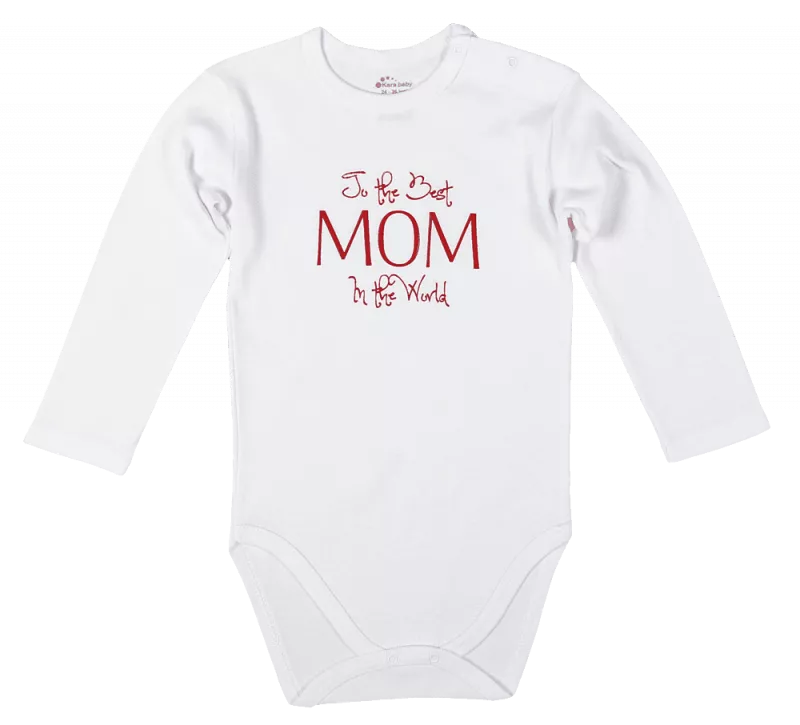 Body maneca lunga - The best mom in the world - Kara Baby 12-18 luni (80-86cm), [],bestfam.ro