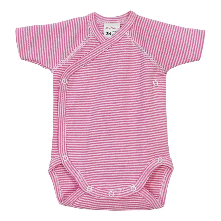 Body maneca scurta Dungi roz/alb 12 luni, [],bestfam.ro