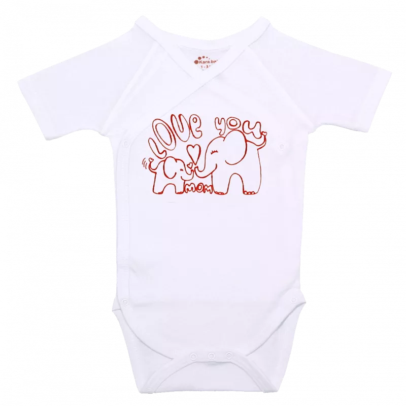 Body maneca scurta - Elefanti - Kara Baby, [],bestfam.ro