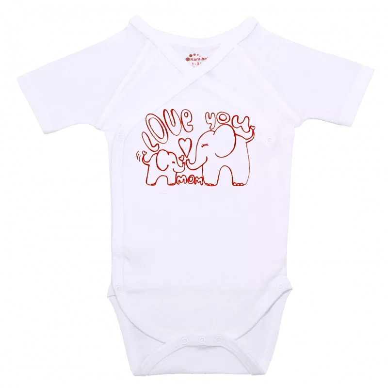 Body maneca scurta - Elefanti - Kara Baby  1-3 luni (56-62cm), [],bestfam.ro