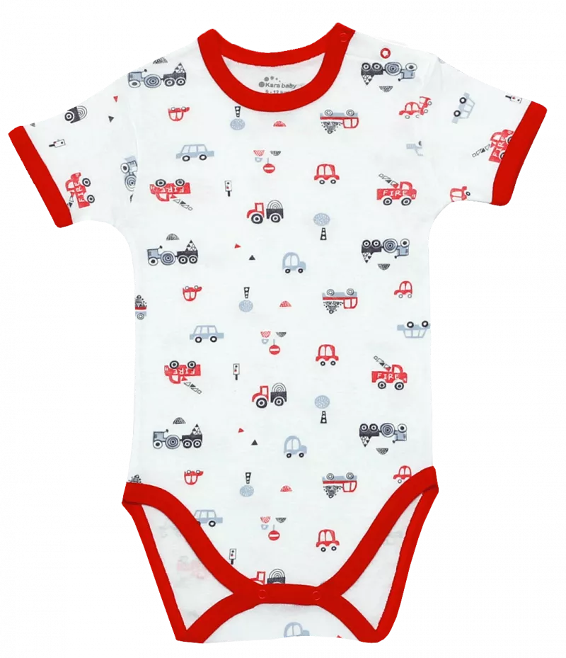 Body maneca scurta - Masinute - Rosu - Kara Baby 12-18 luni (80-86cm), [],bestfam.ro