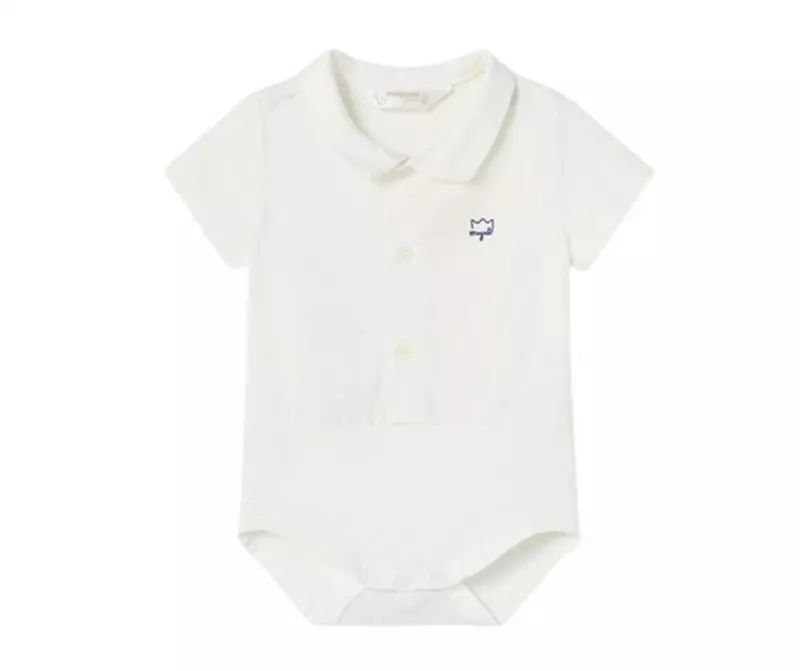 Bodycu maneca scurta tip camasa - Alb - Mayoral , [],bestfam.ro