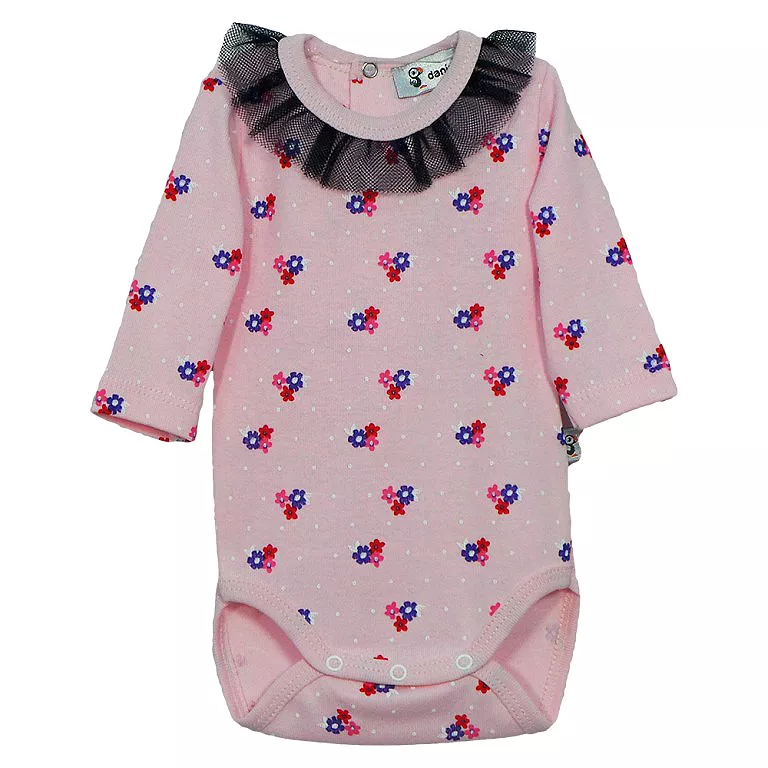 Body cu maneca lunga si guler - Roz 12 luni, [],bestfam.ro