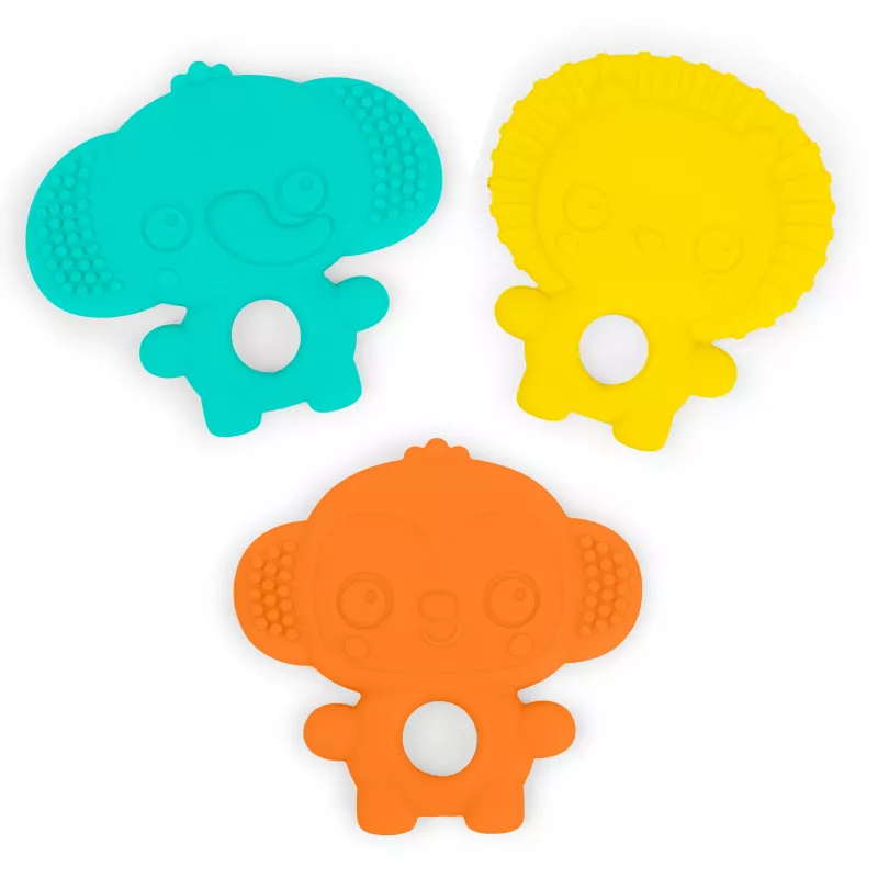 Bright Starts - Set 3 jucarii de dentitie texturate Gummy Buddies -  Elefant, Leu, Maimuta, [],bestfam.ro