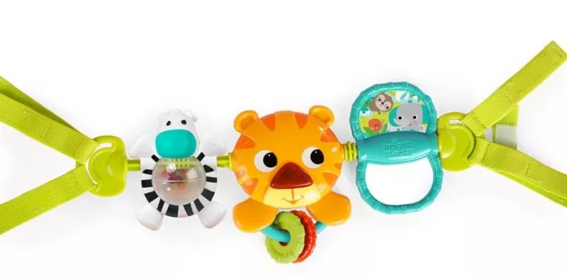 Bright Starts - Bara de jucarii pentru balansoar Take Along Busy Birdies, Tigru, [],bestfam.ro