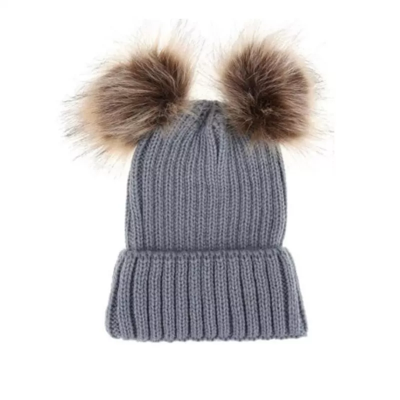 Caciulita gri cu 2 ciucuri - Drool , [],bestfam.ro