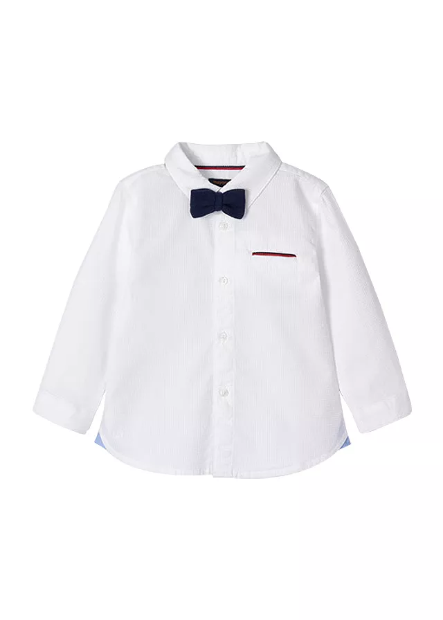 Camasa maneca lunga + papion - alb - ECOFRIENDS - Mayoral 18 luni, [],bestfam.ro