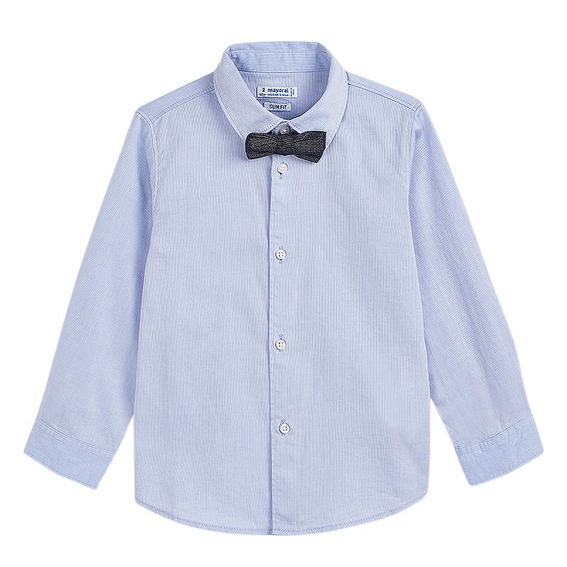 Camasa maneca lunga + papion - bleu - Mayoral, [],bestfam.ro