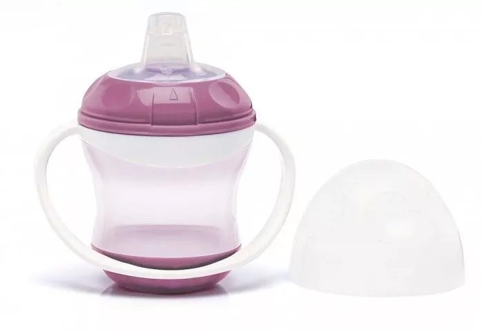 Cana anti-curgere cu capac si manere - Orchid pink - Thermobaby, [],bestfam.ro