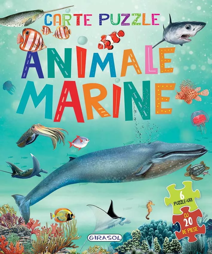 Carte cu 6 puzzle-uri - Animale marine, [],bestfam.ro
