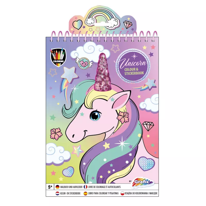 Carte de colorat cu abtibilduri - Unicorn magic, [],bestfam.ro