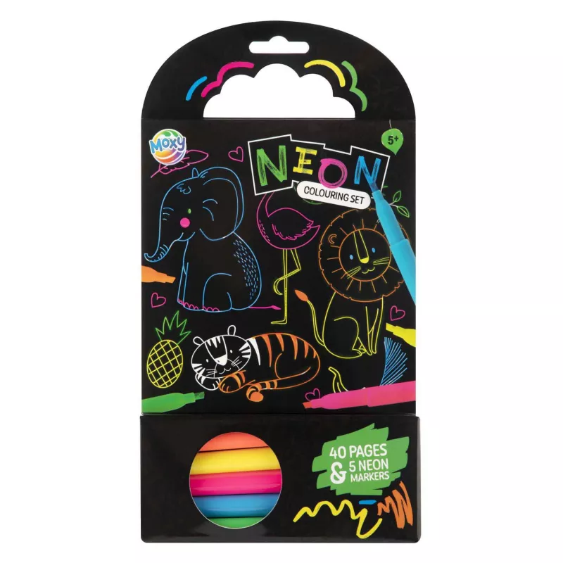 Carte de colorat cu carioci neon - Animalute, [],bestfam.ro