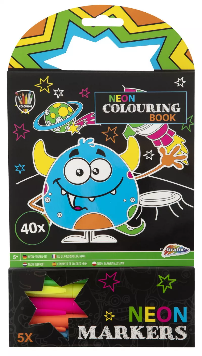 Carte de colorat cu carioci neon - Monstrulet, [],bestfam.ro