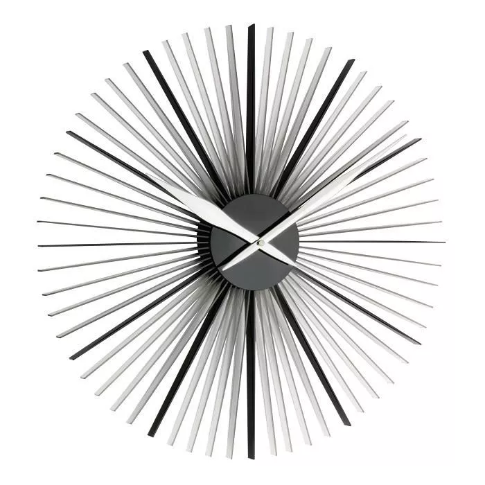Ceas de perete analog XXL, colorat, creat de designer, model DAISY, negru/transparent, TFA 60.3023.01, [],bestfam.ro