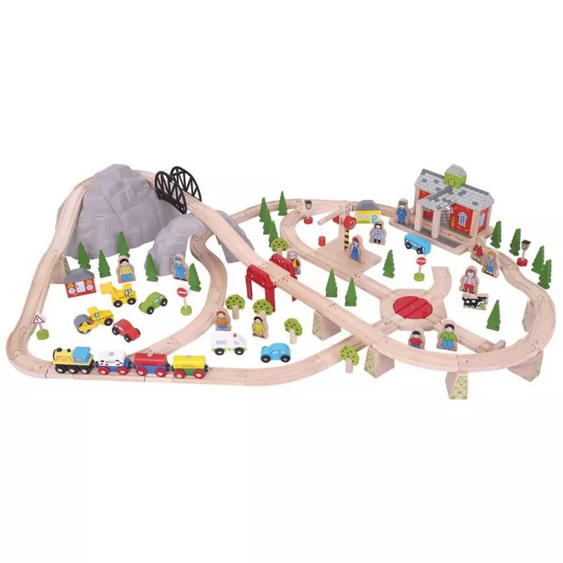 Circuit feroviar (112 piese) - BigJigs, [],bestfam.ro