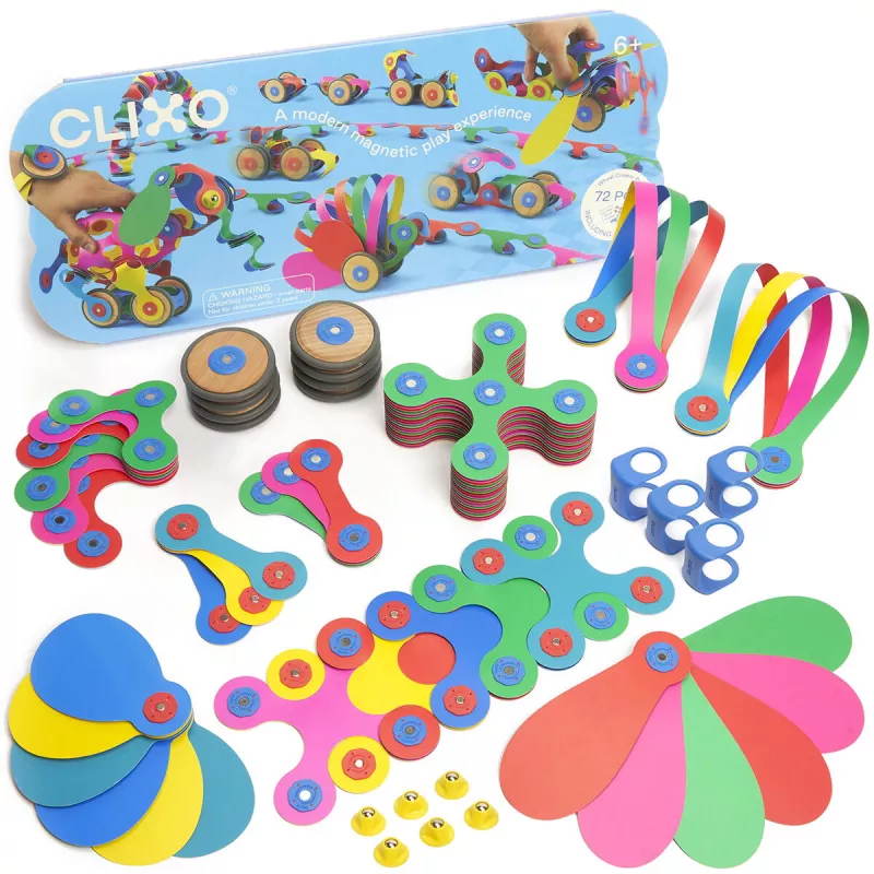 Clixo® joc magnetic de construit - Modele cu rotite (72 piese), [],bestfam.ro