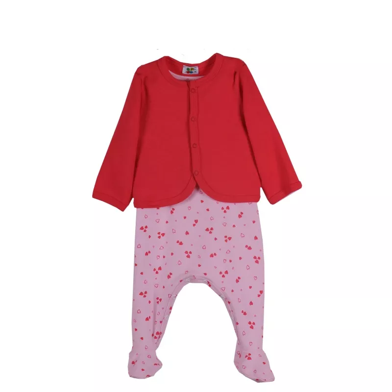 Compleu 2 piese alb/rosu 1 luna, [],bestfam.ro