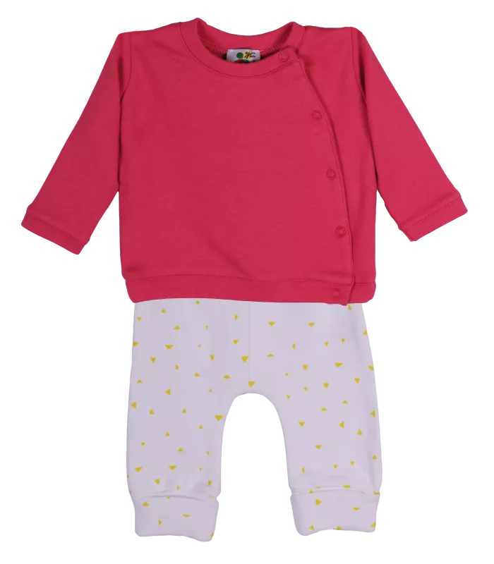Compleu 2 piese fuxia/alb 6 luni, [],bestfam.ro