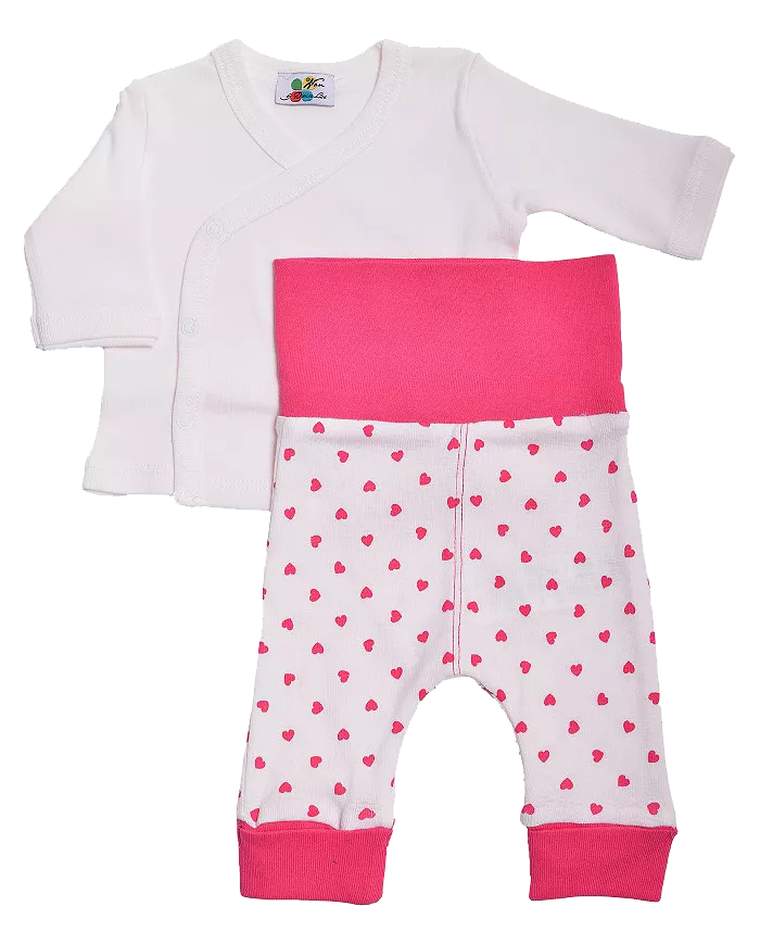 Compleu 2 piese inimioare fuxia 3 luni, [],bestfam.ro