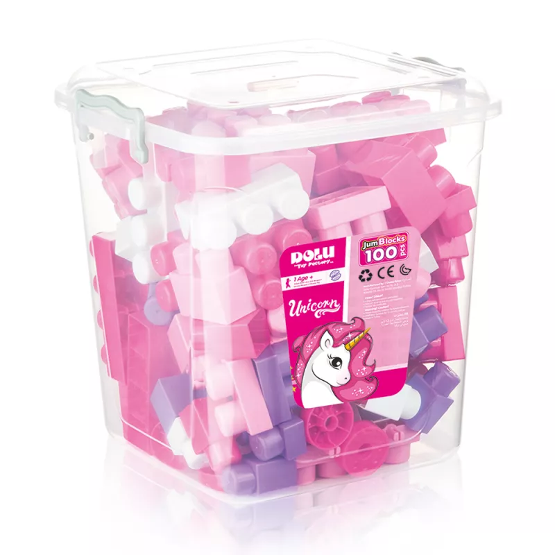 Cuburi mari de construit  in cutie - Unicorn (100 piese), [],bestfam.ro
