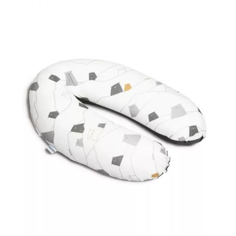 Doomoo - Perna mare pentru gravide si bebelusi 3 in 1, bumbac organic Buddy Bear Grey, [],bestfam.ro